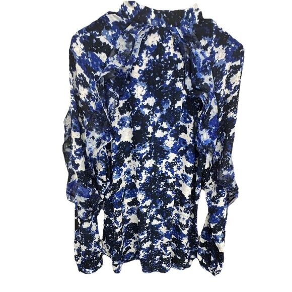 LAUREN RALPH LAUREN Size Large Blouse Floral Print Georgette Blue $89 MSRP - Picture 9 of 9